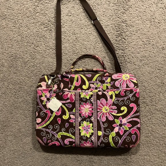 NWT Vera Bradley Vintage Laptop Portfolio Purple Punch Floral Bag Crossbody Y2K - Picture 2 of 9
